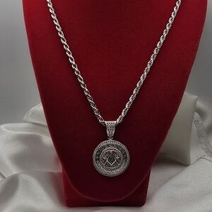 Sterling Silver Masonic Moissanite Pendant